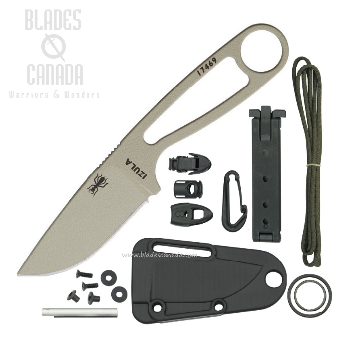 (image for) ESEE Izula w/KIT Fixed Blade Knife, 1095 Carbon Desert Tan, ESEEIZULADTKIT